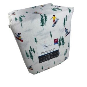 Mainstays 4 Piece Flannel Sheet Set Ski pine trees Full Size NEW